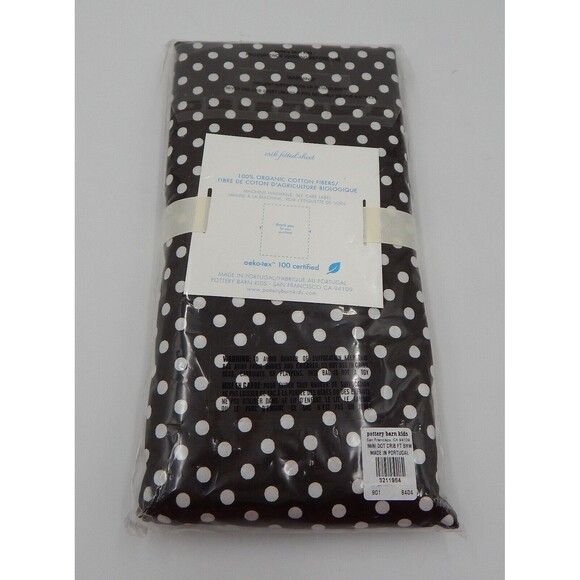 Pottery Barn Kids Brown White Polka Dot Crib Fitted Sheet Organic Cotton - Picture 3 of 5